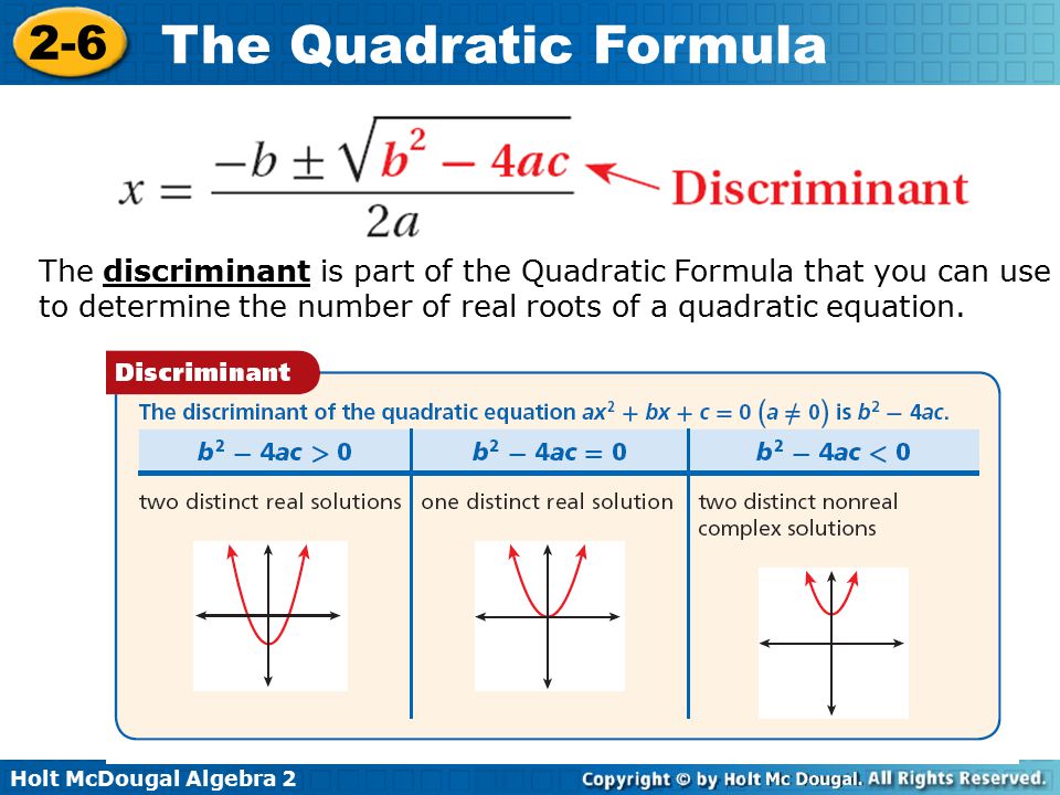 How do you know if a quadratic equation will have one, two, or no solutions?